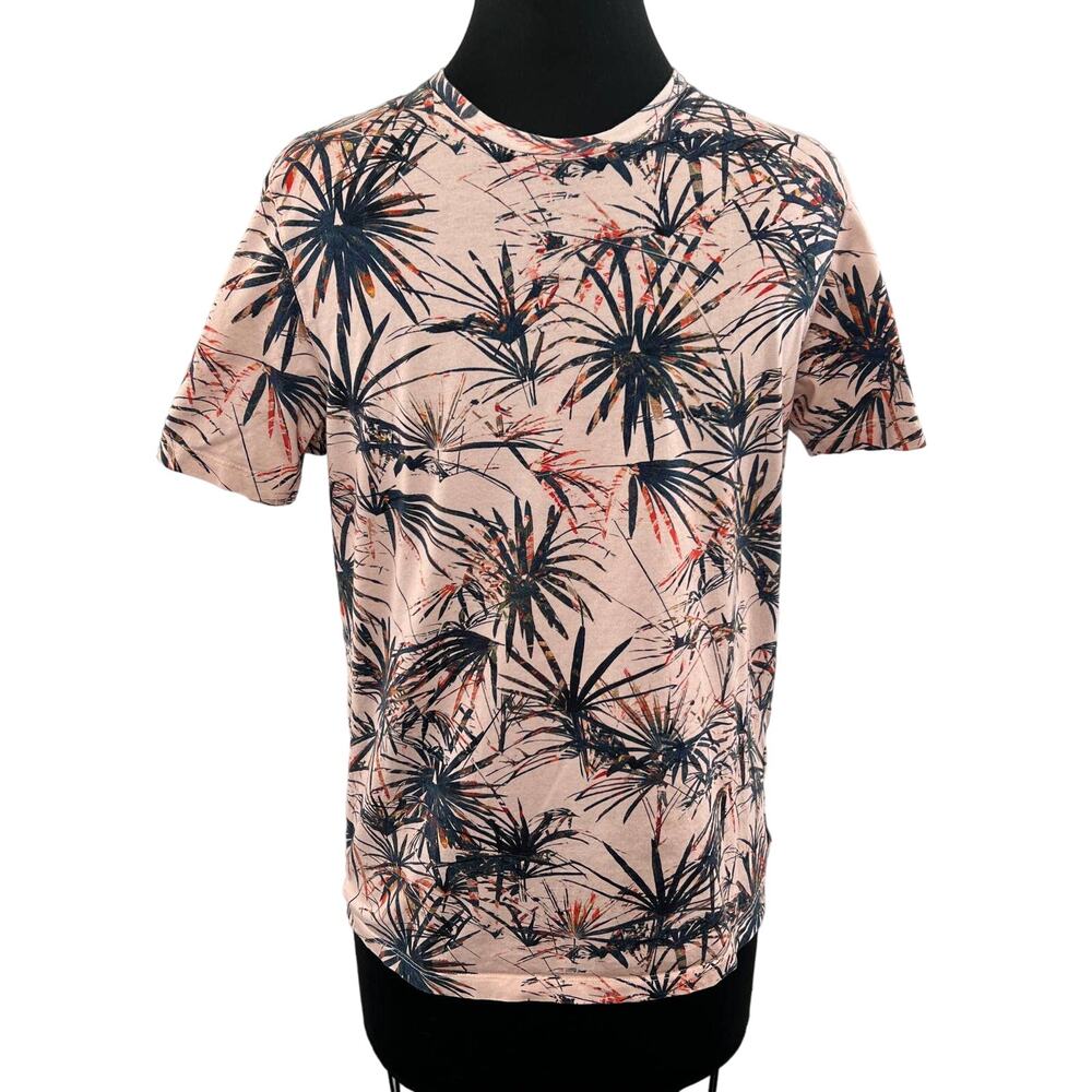 Ted Baker Mens Pink Print Short Sleeve Crewneck Pullover Casual T-Shirt Size 3
